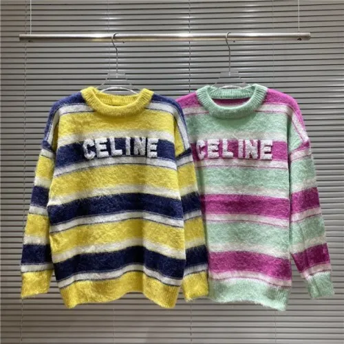 CELINE 셀린느 966 배색 단가라 모헤어 니트 - 허시백